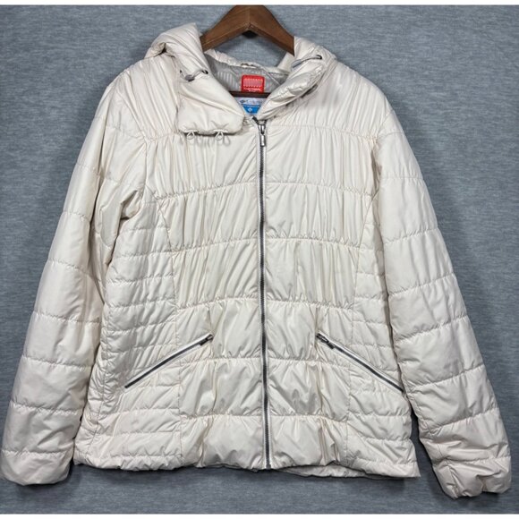 Columbia Womens XL Thermal Coil Jacket Zip Closure Insulated Ivory Lightweight & - Picture 1 of 7